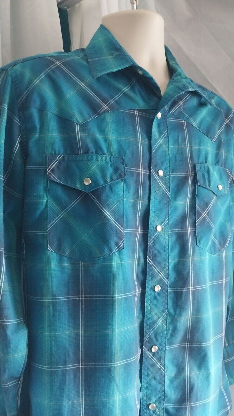 Wrangler Mens Set of 2 Western Cowboy Long Sleeve Button Down Shirt Medium - Picture 4 of 10